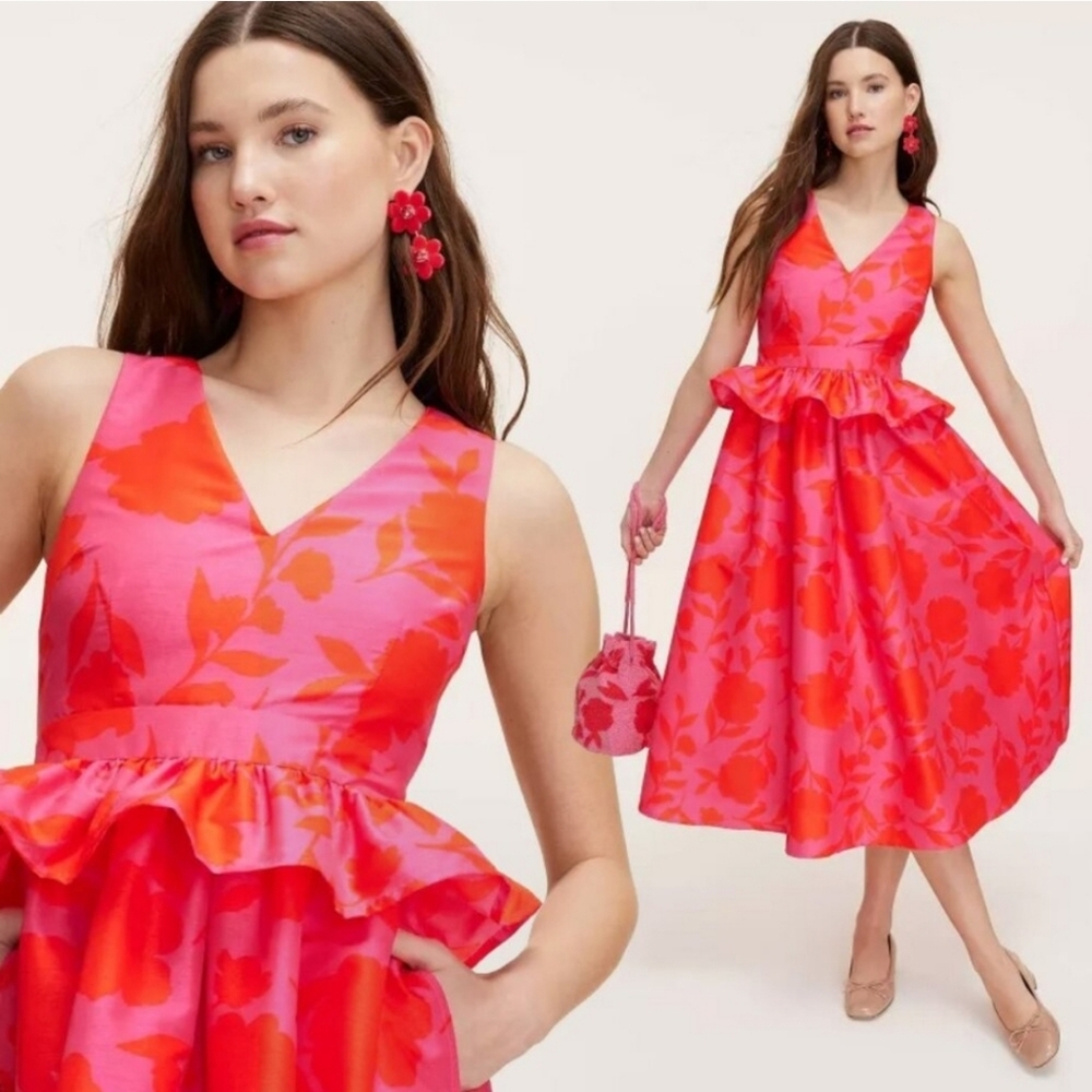 NWT Kate Spade New York x Target Classic Rose Peplum Midi Dress